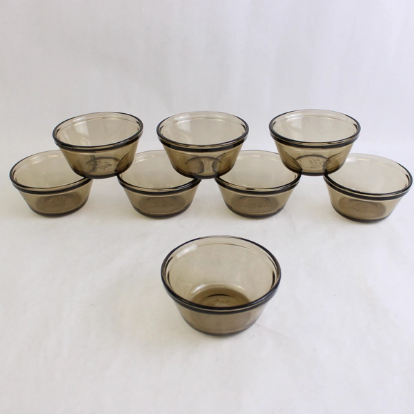 Set of 8 Anchor Hocking Amber Oven Basics Custard Cup Ramekin Glass 1034 6 oz