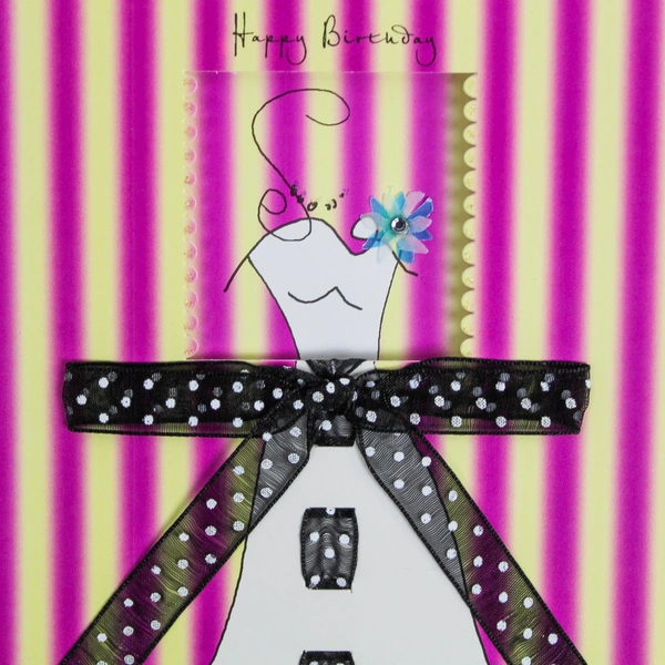 Tres Panache 004 Birthday Dress Women's Birthday Card Greeting With Envelope
