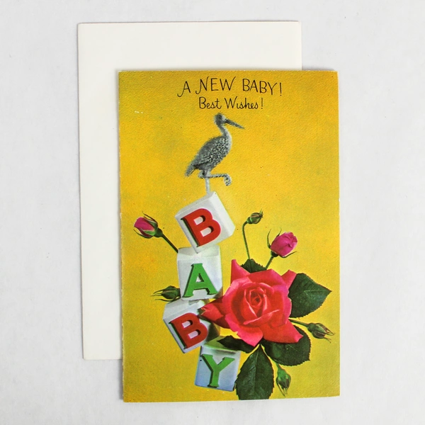 Vintage English Cards Ltd New Baby Best Wishes Greeting Card USA 25EV217B