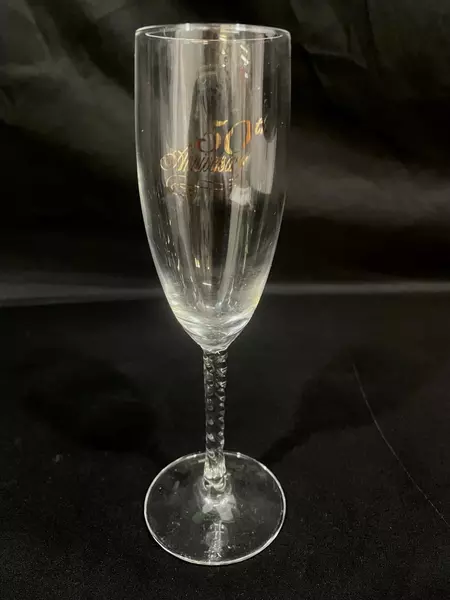 Lot of 2 Cristal D'Arques Twisted Stem 50th Anniversary Champagne Flutes