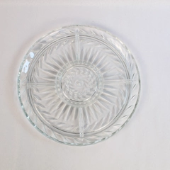 Vintage 1960 Cut Glass 13" Round Crudite Serving Platter Dish Very Good