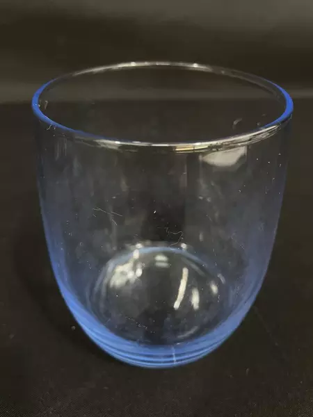 Lot of 4 Pre-Owned Blue Tinted Juice Glasses 3.5" Tall Kitchen Drinkware