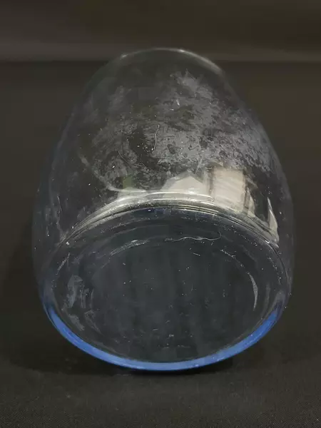 Lot of 4 Pre-Owned Blue Tinted Juice Glasses 3.5" Tall Kitchen Drinkware