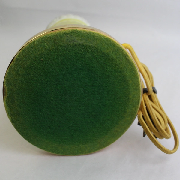 Vintage 1940's Ceramic Electric 3 Way Table Lamp And Shade Yellow White Floral