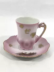 Viletta Arts Fine China Demitasse Cup & Saucer Set Pink Gold 40 Years