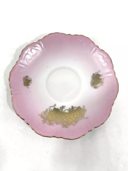 Viletta Arts Fine China Demitasse Cup & Saucer Set Pink Gold 40 Years