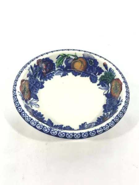 Lot of 2 Vintage Spode Copeland Bowls Bone China Cobalt Blue Floral Fruit Design