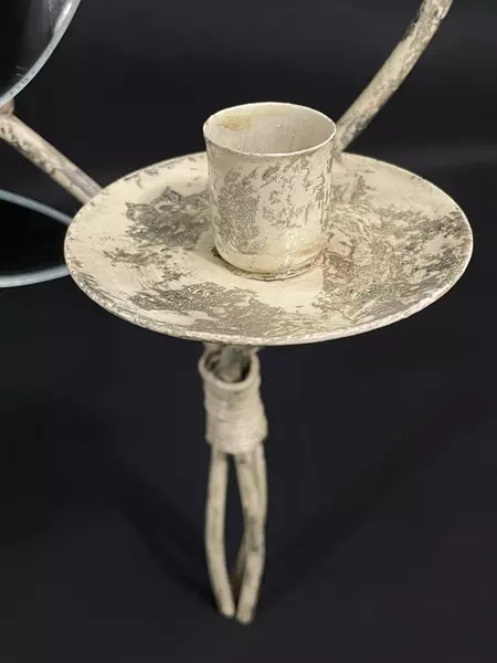 Wrought Iron Mirrored Leaf Branch Wall Mount Candle Holder Sconce 21.5"