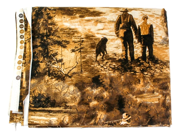 76" x 44" Shamash & Sons Cotton Fabric Panel Hunting Fishing Scene Quilt Craft