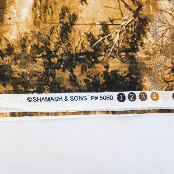 76" x 44" Shamash & Sons Cotton Fabric Panel Hunting Fishing Scene Quilt Craft