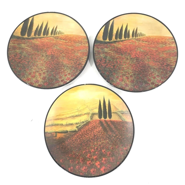 Lot of 3 Giftcraft Decorative Plates 10" Field of Flowers Not for Food Use