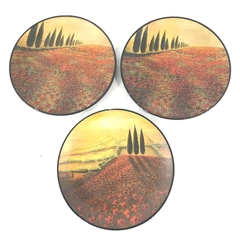 Lot of 3 Giftcraft Decorative Plates 10" Field of Flowers Not for Food Use