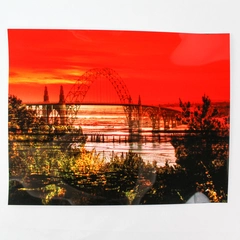 Vintage Newport Bridge Sunset Photograph 11x14 Ocean Coast Wall Art Print