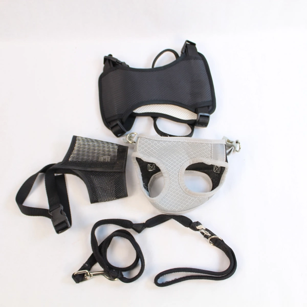 Lot of 2 Vibrant Life Dog Harnesses Small & Medium, Black Leash & Mesh Muzzle