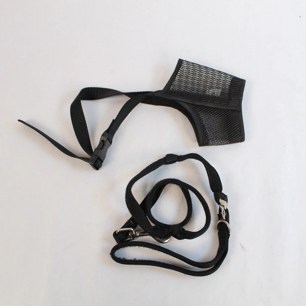 Lot of 2 Vibrant Life Dog Harnesses Small & Medium, Black Leash & Mesh Muzzle