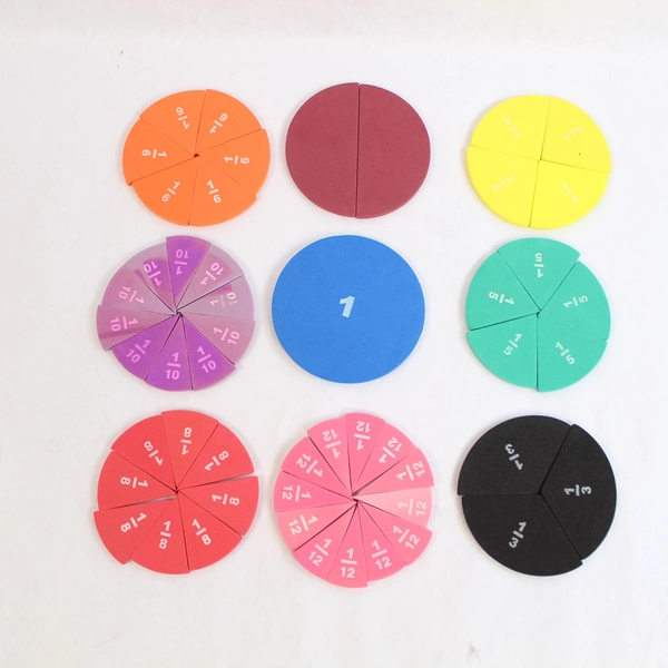 Complete Set 51 Foam Fraction Circles Math Manipulative Fractions 1/2 to 1/12