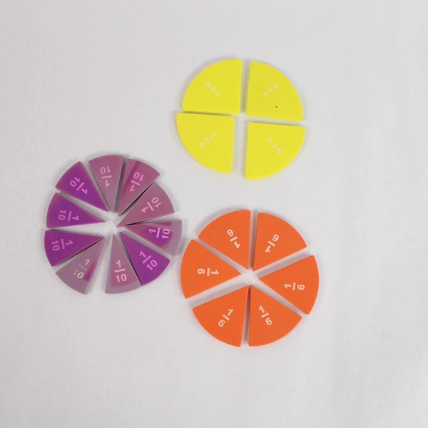 Complete Set 51 Foam Fraction Circles Math Manipulative Fractions 1/2 to 1/12