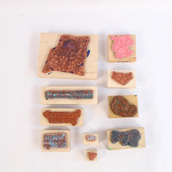 Lot of 9 TAC Fun Rubber Stamps Snowmen Cats Hearts Pre-owned Craft Stamps