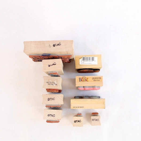 Lot of 9 TAC Fun Rubber Stamps Snowmen Cats Hearts Pre-owned Craft Stamps