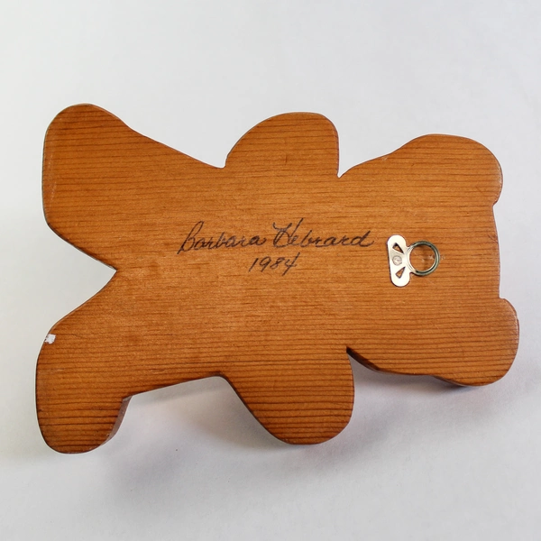 Vintage 1984 Hand Painted Wooden Bear Wall Hook Signed Barbara Gerard