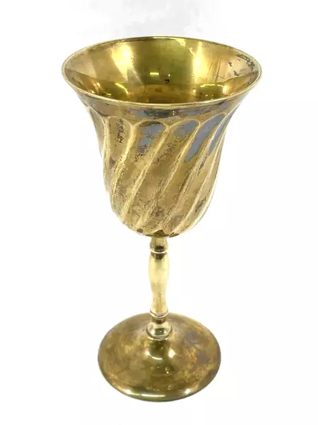 Lot of 2 Vintage Silver Plated Brass Chalices Spiral Design Made in India