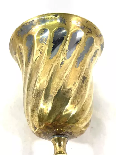 Lot of 2 Vintage Silver Plated Brass Chalices Spiral Design Made in India