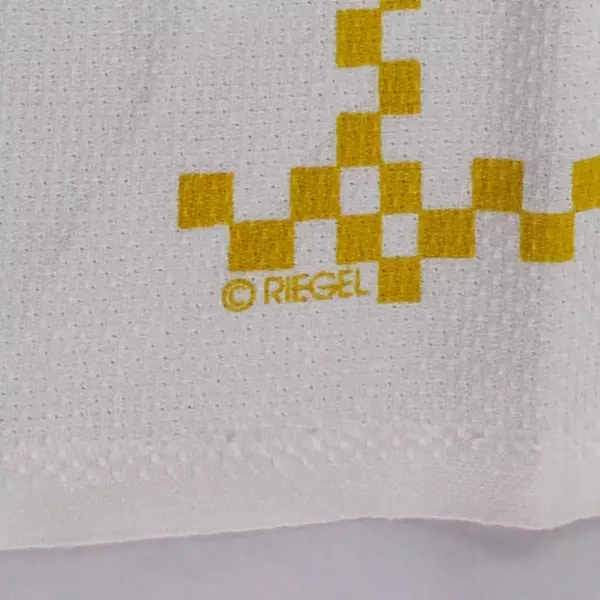 Vintage Riegel Waffle Knit Red Teapot Kitchen Dish Hand Towel White Yellow