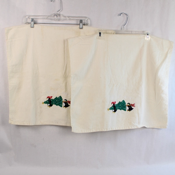 Lot of 4 Barth & Dreyfuss Christmas Bathroom Towels Embroidered Penguins