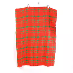 Vintage Christmas Tablecloth 50"x70" Red Green Gold Plaid Holiday Decor