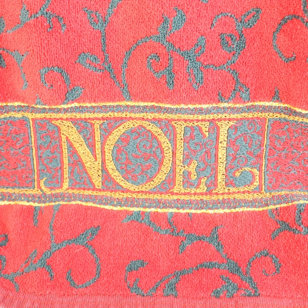 Lot of 4 Vintage Santens Christmas Noel Towels Red Gold Metallic Decor