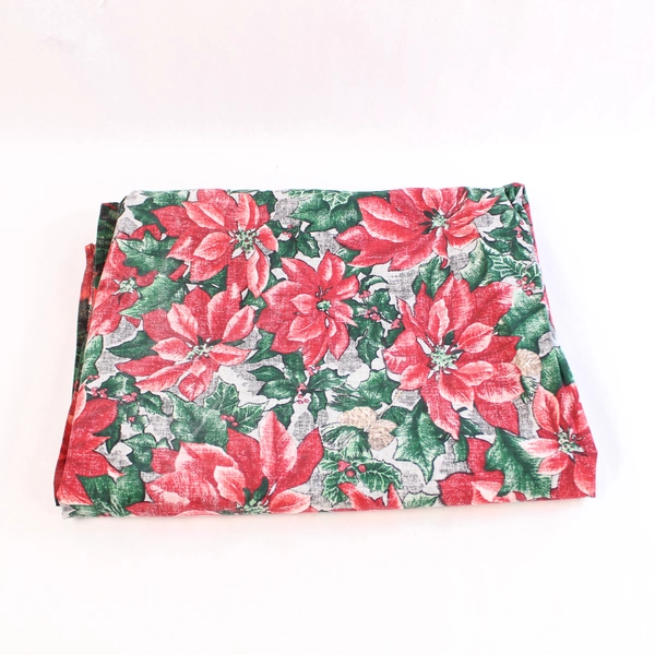Lot of 2 Vintage Tablecloths Red Poinsettia Fabric for Crafts Sewing DIY