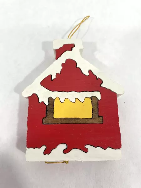 Lot of 3 Wood Puzzle Christmas Ornaments Angel Stocking House Decor