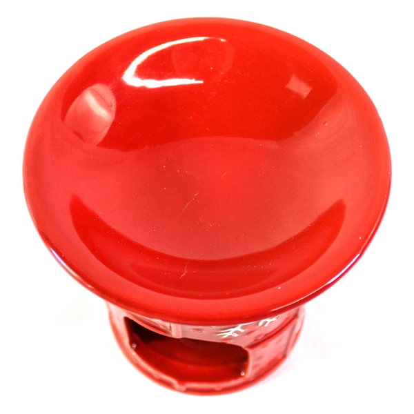 Red Snowflake Ceramic Tealight Candle Warmer 5" Tall Holiday Decor