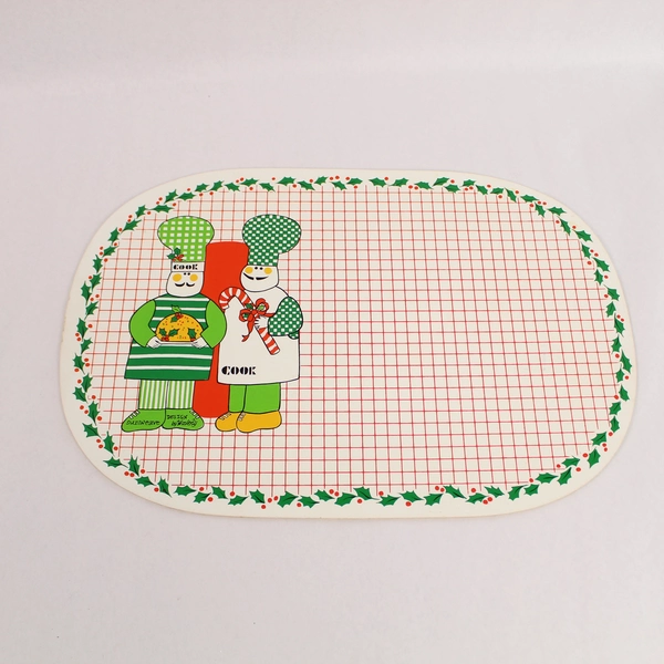 Set of 4 Vintage Waverly Sunweave Christmas Chef Placemats 12x18 Stained