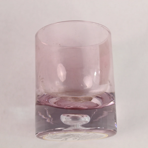 Debi Lily Pink Clear Glass Illusion Candle Holder Votive Paperweight 4"