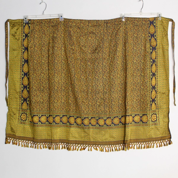 Sportique Women's Bohemian Wrap Skirt Gold Navy Blue Paisley Free Size