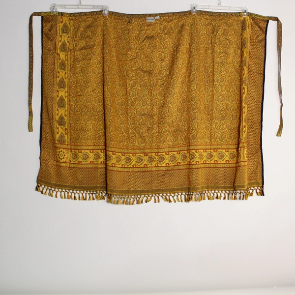 Sportique Women's Bohemian Wrap Skirt Gold Navy Blue Paisley Free Size