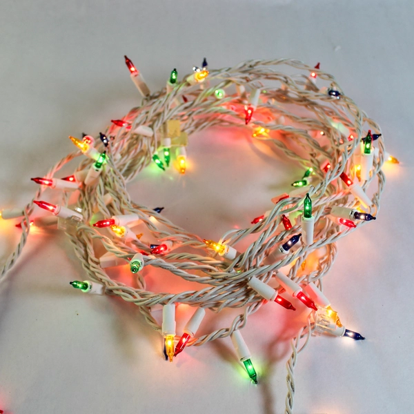 34 Ft White Wire Multi-Color T5 Christmas String Lights Tested Works
