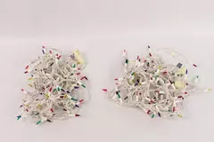 Lot of 2 Strands Multi Color White Wire Decorative String Lights Tested Working