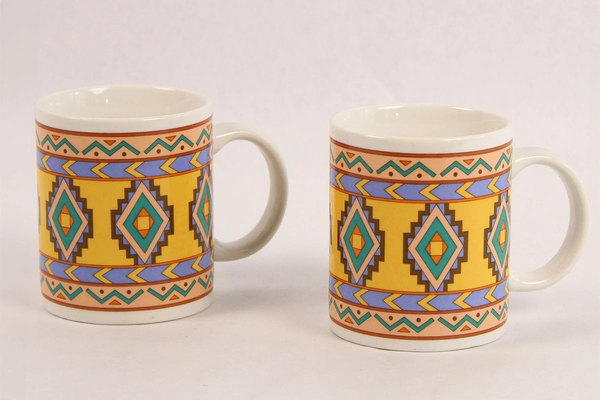 Lot of 2 Vintage Studio Nova Aztec Southwestern Ceramic Coffee Mugs