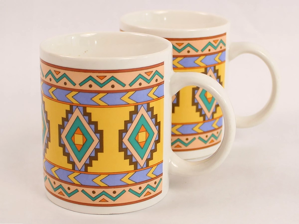 Lot of 2 Vintage Studio Nova Aztec Southwestern Ceramic Coffee Mugs