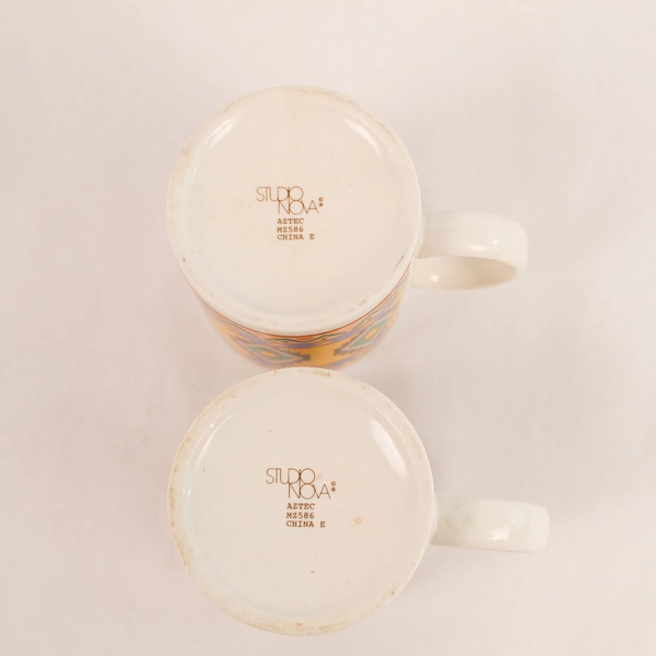 Lot of 2 Vintage Studio Nova Aztec Southwestern Ceramic Coffee Mugs