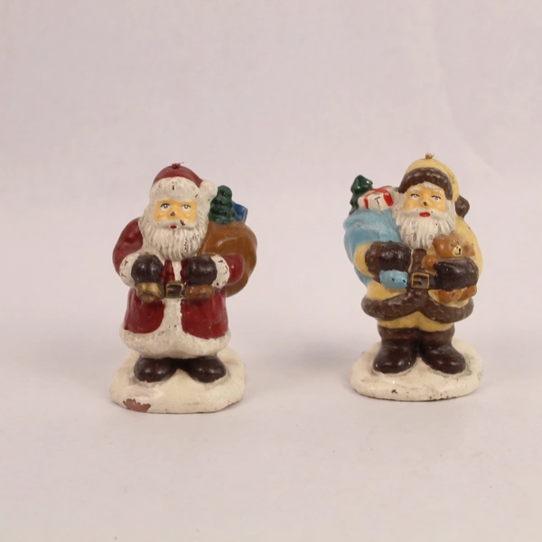 Lot of 2 Vintage Papel Freelance Santa Claus Christmas Candles 3" Unlit