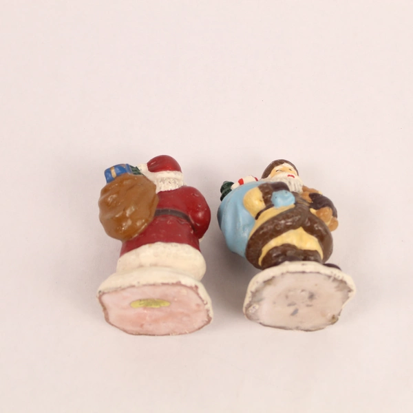 Lot of 2 Vintage Papel Freelance Santa Claus Christmas Candles 3" Unlit