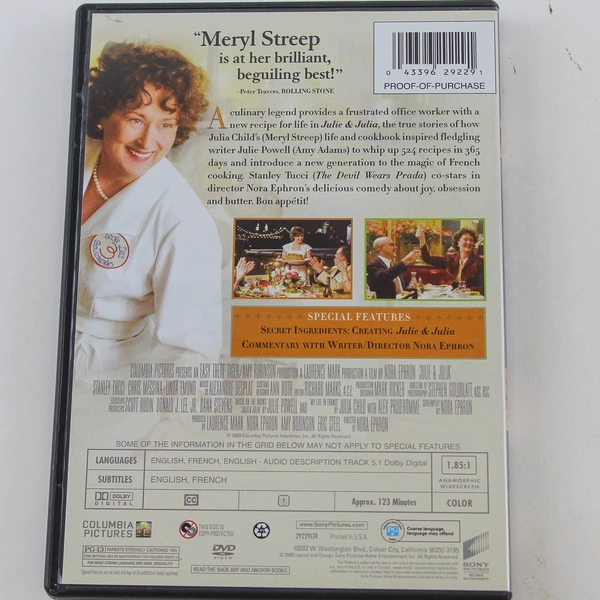 Julie And Julia DVD Meryl Streep Amy Adams 2009 Sony