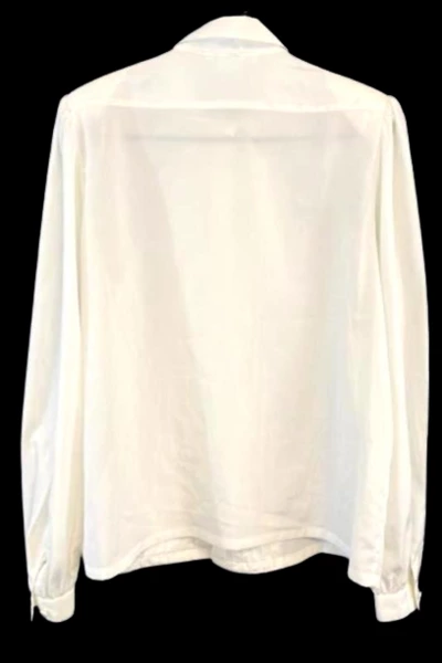 Vintage Caren Charles Women's Size 14 Cream Blouse Pleated Sheer Made in Taiwan
