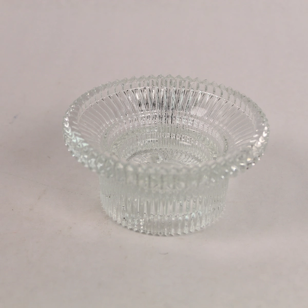 Lot of 2 Indiana Glass Ribbed Reflections Reversible Candle Holders Clear