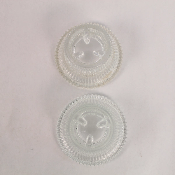 Lot of 2 Indiana Glass Ribbed Reflections Reversible Candle Holders Clear