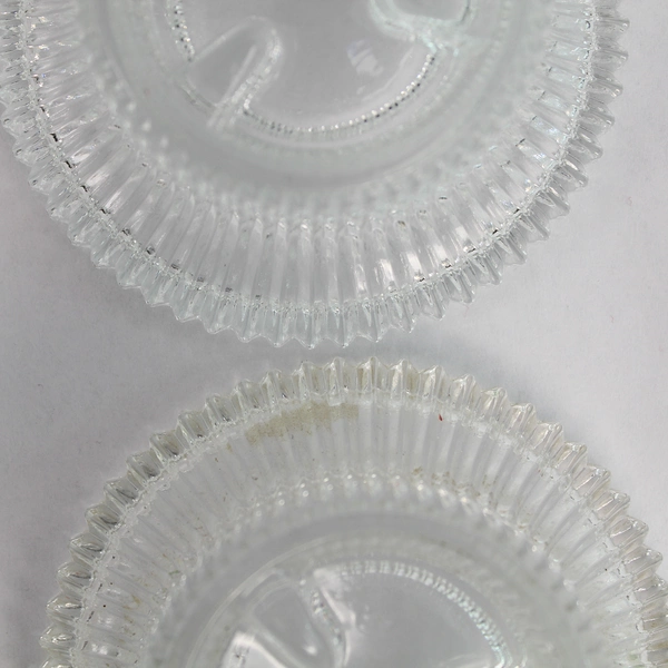 Lot of 2 Indiana Glass Ribbed Reflections Reversible Candle Holders Clear