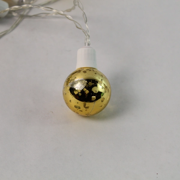 Lot of 10 Speckled Gold Bulb String Lights 6' Decorative Green Strand Tested